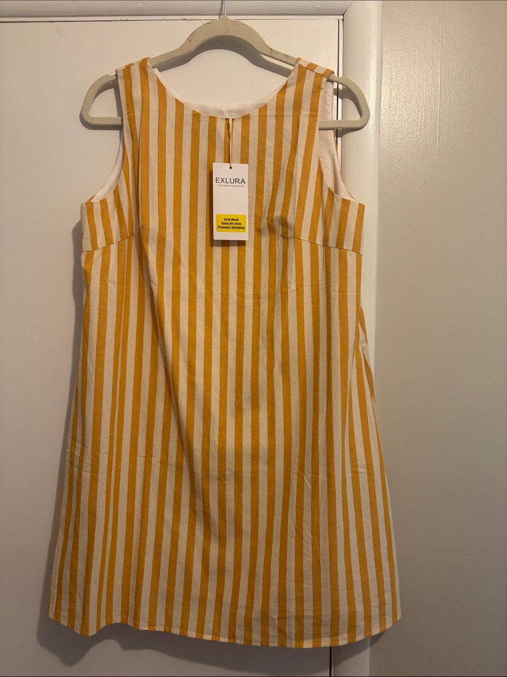 Yellow Stripe Shift Cotton Dress